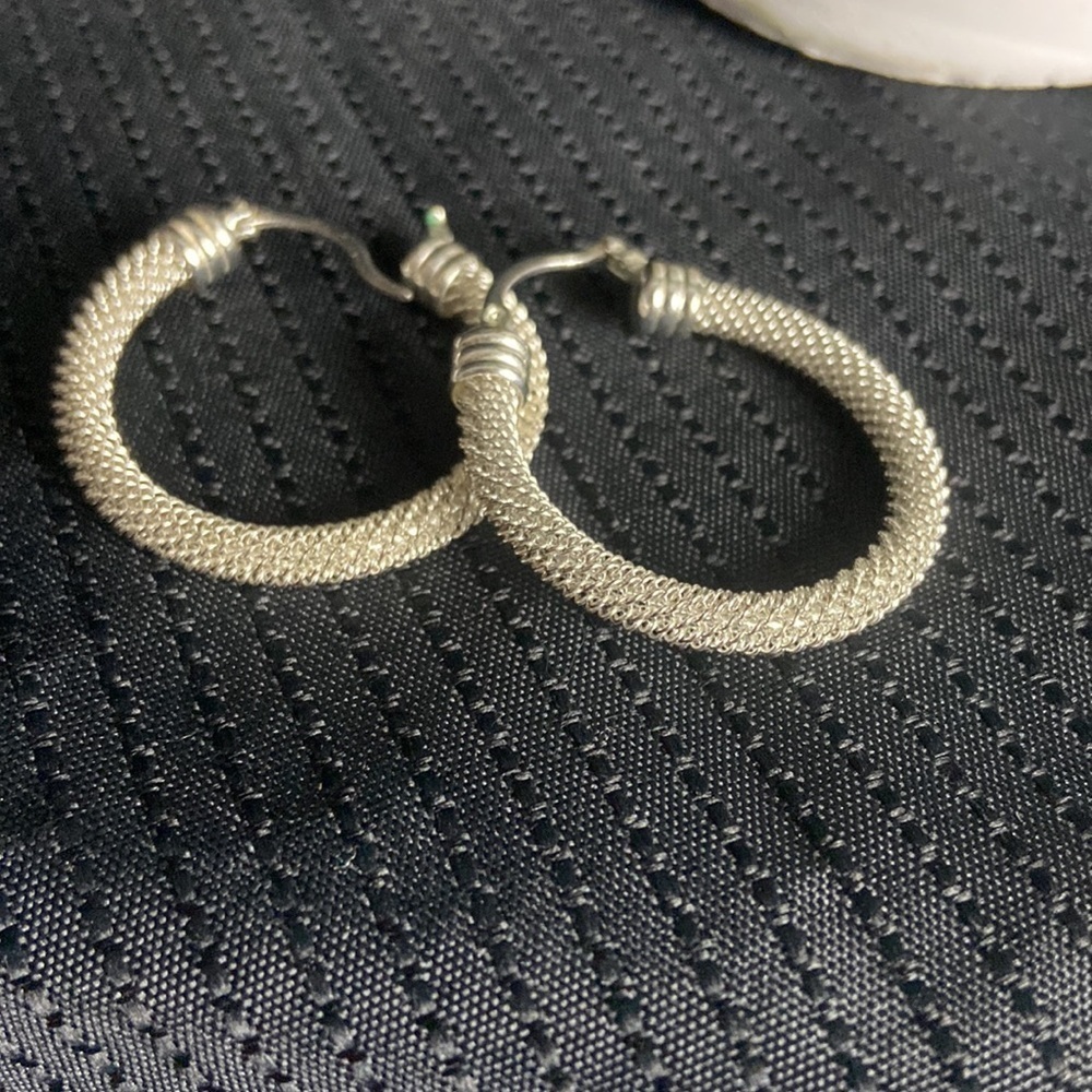 Silver Diamond Cut Hoop Earrings​